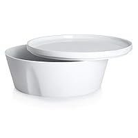 Degrenne | Luxury French Straight Bowl and Plate Set | L'Econome by Starck Porcelain Collection | White