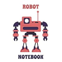 Robot Notebook - White - Pink - Purple - College Ruled