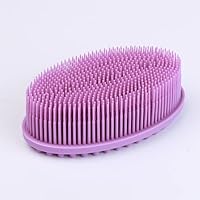 Soft Silicone Scrub Tub Shower Exfoliating Skin Suitable for Adult Bath Shampoo Head Massage Brush Supplies Silicone Brush (Purple)