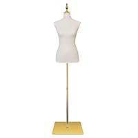 SHAREWIN Dress Form Mannequin for Sewing Female Beige Leather Manikin Torso with Detachable High Stability Metal Stand Adjustable Height