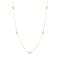 GELIN 14k Solid Gold Diamond Bezel Set Station Necklace for Women