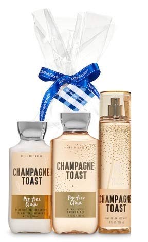 Bath and Body Works CHAMPAGNE TOAST New Daily Trio Gift Kit Body Lotion - Fine Fragrance Mist and Shower Gel - Full Size