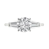 Clara Pucci 2.0 ct Round Baguette Cut 3 stone Solitaire Moissanite Engagement Promise Anniversary Bridal Ring 14k White Gold