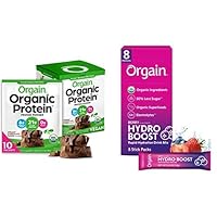 Orgain Organic 21g Plant-Based Protein Powder - Chocolate (10 Count) Organic Hydration Powder with Electrolytes + Superfoods - Berry (8 Count) Vegan Travel Packets