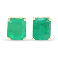 2.00Ct Green Emerald Solitaire Stud Earrings 14K Yellow Gold plated & Push Back