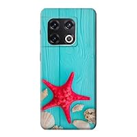 R3428 Aqua Wood Starfish Shell Case Cover for OnePlus 10 Pro