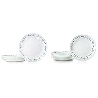 Corelle Vitrelle 8-Piece Dinner Plates Set & Vitrelle 8-Piece Appetizer Plates Set, Triple Layer Glass and Chip Resistant, Lightweight Round 6-3/4-inch Plates, Country Cottage
