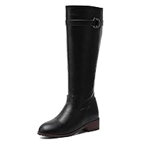 Women's fishion soft PU Leather Knee High boot chunky Block Heel zipper Slouchy Boots