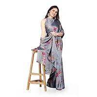 Women's Printed Party Wear Chiffon Saree With Unstitched Blouse Festival Sari