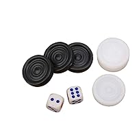 22mm Reusable Plastic Black White Backgammon and Checkers Chips Pieces Replacement Ridged Game Chips Travel Backgammon