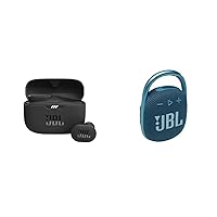 JBL Tune 130NC TWS True Wireless in-Ear Noise Cancelling Headphones - Black & Clip 4 - Portable Mini Bluetooth Speaker, Big Audio and Punchy bass, Integrated Carabiner- (Blue)