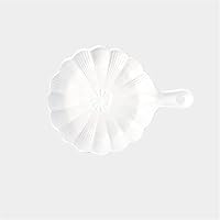 Japanese Style Ceramic Handle Household Dish Pan Microwave Oven Heating Baking Tray Tableware High Temperature Resistant Plate (Color : White, Size : Round)