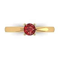 Clara Pucci 0.6 ct Brilliant Round Cut Solitaire Red Garnet Classic Anniversary Promise Engagement ring In 18K Yellow Gold for Women