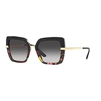 Dolce & Gabbana DG4373-34008G Sunglasses BLACK ON WINTER FLOWERS PRINT w/GREY GRADIENT BLACK 52mm