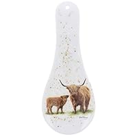 Lovely Happy Highland Cow Coo and Calf Melamine Kitchen Spoon Rest