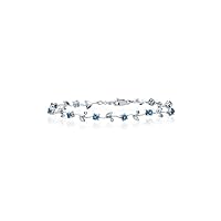 0.11 Ct Diamond & 1.02 Cts Aquamarine Bracelet in 14K White Gold - Valentine's Day Sale