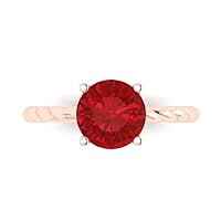 Clara Pucci 2ct Round Cut Solitaire Rope Twisted Knot Simulated Ruby Proposal Wedding Bridal Anniversary Ring 18K Rose Gold