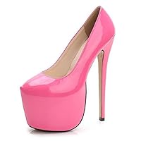 Leather Sweet Platform Pumps Women Party Wedding Shoes - 18CM Heel Height, 37