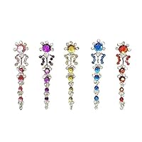 Long Bridal Collection Crystal Handcrafted Multicolor Bindis For Women (2 Pack) (CJ012)