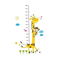 Growth Chart Wall Sticker, Giraffe Wall Decal Growth Chart, Baby Growth Height Wall Ruler, Animals Height Chart Wall Stickers, Removable Kids Height Measuring Chart Sticker
