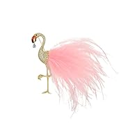 Flamingo Brooch Pin for Women Girls CZ Crystal Big Pink Feather Animal Badge Brooches Lapel Pins Boutonniere Corsage Cloth Dress Suit Tie Accessories Jewelry Gifts Christmas