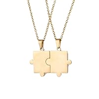 2 pieces 18k Gold Stainless Steel Necklace Puzzle set couple necklace Pendant Necklaces Matching for Boyfriend Girlfriend Jewelry Gift