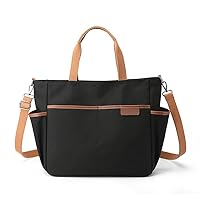 Tuobo Women's Canvas Tote Bag, Work Handbag with Multi Pockes Fashion Shoulder Purse Causal Canvas Crossbody Bags