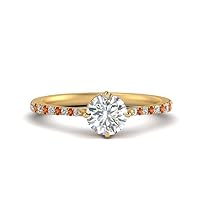 Choose Your Gemstone Compass Point Under Halo Round Engagement Ring Yellow Gold Plated Round Shape Side Stone Engagement Rings for Women, Girls and Ladies US Size 4 to 12
