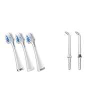 Waterpik Triple Sonic Tooth Brush Heads Replacement, Complete Care, STRB-3WW, 3 Count (Pack of 1), White & Genuine Classic Jet Tip, Water Flosser Tip Replacement, JT-100E, 2 Count (Assorted Colors)