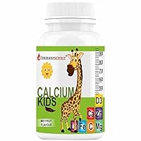 MK Calcium for Kids with Vitamin D3 (VIT d), Magnesium, Zinc, Vitamin C, L lysine Multivitamin Supplement for Strong Bone, Teeth, Immunity, Growth & Development- 90 Tablets