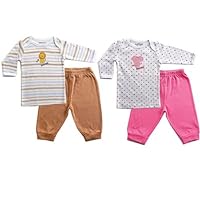 Luvable Friends Long Sleeve Slip on Shirt and Pants Set, Pink