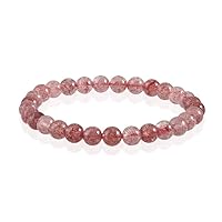 Natural AAA Strawberry Quartz Bracelet 6mm Gemstone Stretch Fit Bracelet | 7-7.5” length | Unisex Bracelet | Round Shape Beads Bracele|Men/Women