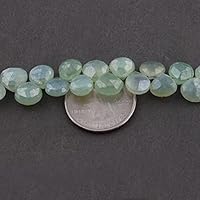 1 Strand Green Chalcedony Silver Coated Gemstone Faceted Cross Drill Heart Shape Beads Briolettes 7mm-10mm 8 Inches