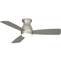 Fanimation Hugh Indoor/Outdoor Ceiling Fan with Blades and LED Light Kit 44 inch - Brushed Nickel