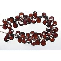 6 Inch 7x10-8x15mm Natural Red Garnet Faceted Pear Shape Briolette Beads Strand