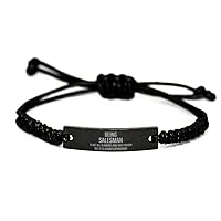 Inspirational Salesman Black Rope Bracelet, Being Salesman is not All glamore and high Fashion but it is Always rewarding, Best Birthday for Salesman