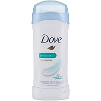 Dove AntiPerspirant Deodorant Sensitive Skin, White, Unscented, 2.6 Oz (Pack of 4)