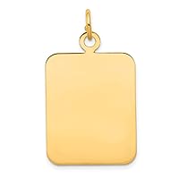 Solid 14k Yellow Gold Plain Rectangular .035 Gauge Disc Customize Personalize Engravable Charm Pendant Jewelry Gifts For Women or Men (Length 1.29