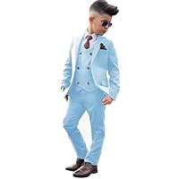 LIBODU 3 PCs Suits for Boy Wedding Tuxedo Slim Fit Dinner Party Performance