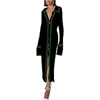 RanRui Women Long Sleeve Knit Dress Stripe Botton Down Knitted Dress Cardigan Sweater Dresses Ribbed Knit Bodycon Maxi Dress