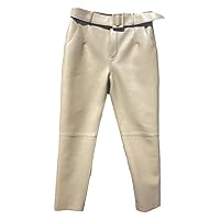 Real Sheepskin Leather Pants for Women Spring Autumn Female High Waist Trousers