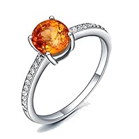 1 Carat Orange Sapphire and Diamond Anituqe Engagement Ring in White Gold