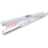 New Upgrade Ultrasonic Infrared Hair Straightener Care Cold Flat Iron for Hair Treatment Therapy Repair Damaged Hair LCD Display 360° Swivel Cord (White)
