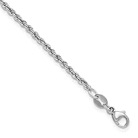 Platinum 2.2mm Rope Bracelet 7.5 Inch Jewelry Gifts for Women