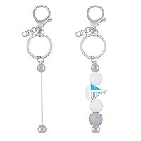 SUPERFINDINGS Keychains with Lobster Clasps Platinum Beadable Keyrings Bar Blank Metal Bar Beadable Keychain