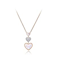 Lokaerlry Original Stainless Steel CZ Crystal Heart Pendant Necklaces Rose Gold Chain Link Choker Necklace For Women Girls