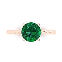 Clara Pucci 2ct Round Cut Solitaire Rope Twisted Knot Simulated Emerald Proposal Bridal Wedding Anniversary Ring 18K Rose Gold