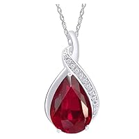 2Ct Pear Cut Ruby Pendant Necklace 14k White Gold Plated 925 Sterling Silver Valentine's/Gift for Women's.
