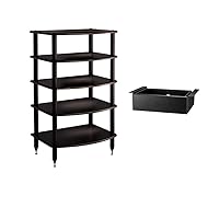 Pangea Audio Vulcan Rack and Drawer Bundle Espresso Five Shelf Audio Rack Media Stand Components Cabinet and Penta Media Storage Drawer 5.75 Inch High