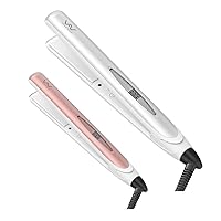 VAV Professional Hair Iron 2IN1 Hair Straightener & Curling Iron,284℉-446℉ Temperature Adjustment, Auto Shut-Off（Pink）